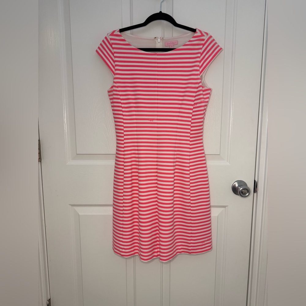 Lilly Pulitzer Splash Pink Chin Chin Stripe Briella Dress Size Medium